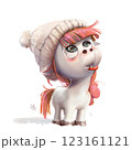 cute little cartoon horse character with a hat 123161121
