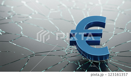 Euro Symbol Breaking Through Fractured Glass 123161357