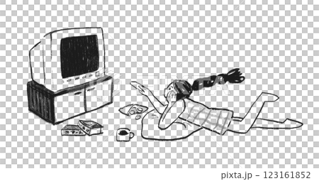 ブラウン管テレビを見る ブラウン管テレビを見る 123161852