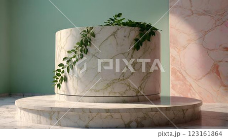 stand with vase and flowers 123161864