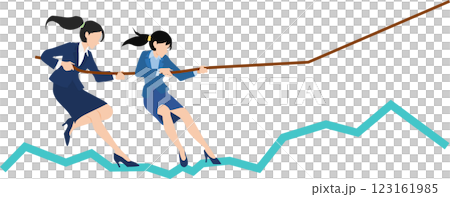 綱引きをするビジネスウーマンのイラスト 123161985