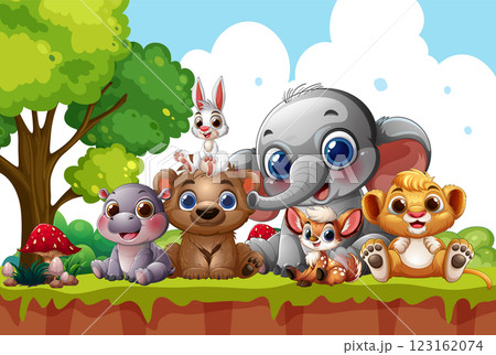 Adorable Animals in a Forest Scene 123162074