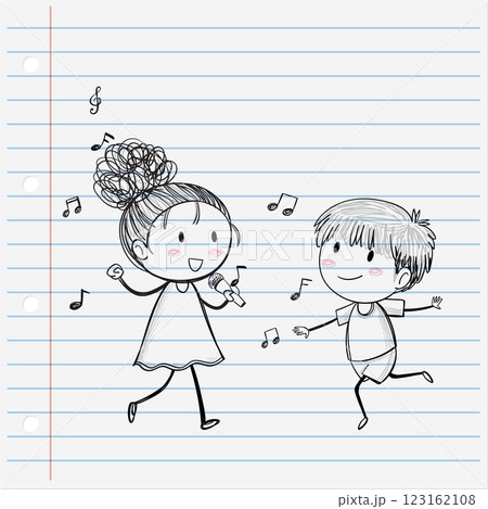 Joyful Kids Singing and Dancing 123162108