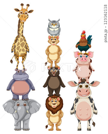 Animal Tower of Cooperation and Balance Animal Tower of Cooperation and Balance 123162118
