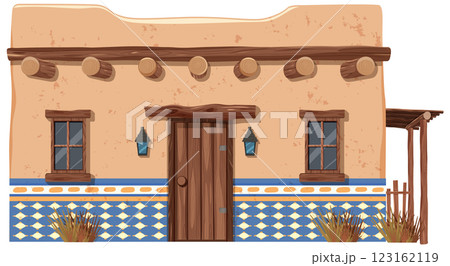 Traditional Mexican Adobe House 123162119