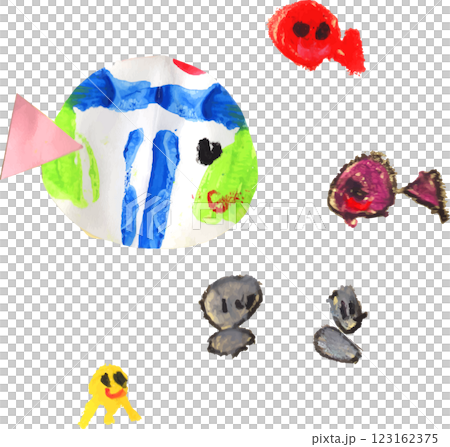 子供が描いたお魚水族館 子供が描いたお魚水族館 123162375