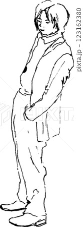 クロッキーのズボンポケットに手を入れるキザ男 123162380