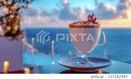 南国の美しいビーチの見えるカフェ　AI画像 123162465