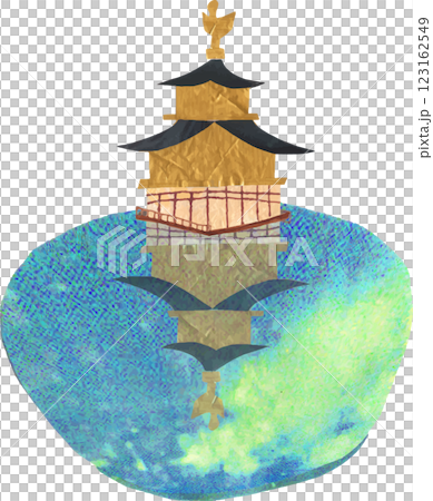 金閣寺反映在池塘里 123162549
