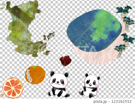 Wakayama local specialty products illustration set 123162552