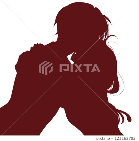 抱き合う男女 影絵 抱き合う男女 影絵 123162782
