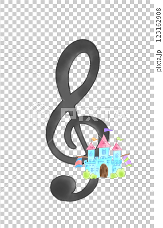Musical note with a castle Musical note with a castle 123162908