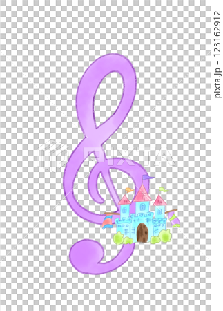 Musical note with a castle 123162912
