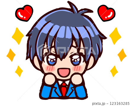 感動するちびキャラ制服男子のイラスト素材 123163285
