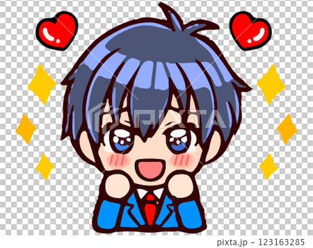 感動するちびキャラ制服男子のイラスト素材 123163285