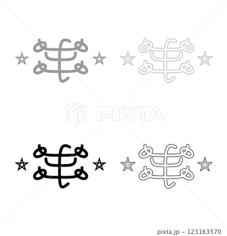 Symbol Persni Bahaism Baha'i Bahai set icon grey black color vector illustration image solid fill outline contour line thin flat style Symbol Persni Bahaism Baha'i Bahai set icon grey black color vector illustration image solid fill outline contour line thin flat style 123163570