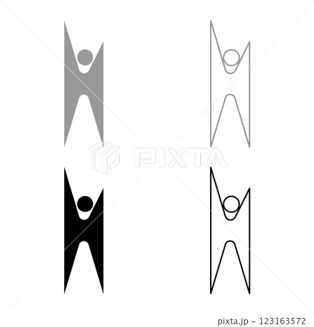 Symbol humanism strong person happy man set icon grey black color vector illustration image solid fill outline contour line thin flat style Symbol humanism strong person happy man set icon grey black color vector illustration image solid fill outline contour line thin flat style 123163572