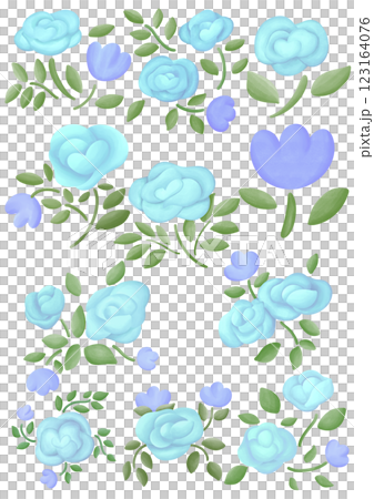 Illustration of a small blue rose blooming. Illustration of a small blue rose blooming. 123164076