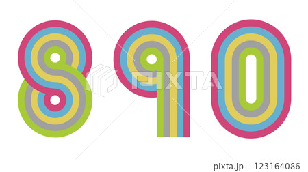 8,9,0　数字　ナンバー　デザイン　虹　カラー2 123164086