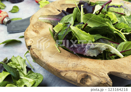 Green salad, fresh salad leaves. Green salad, fresh salad leaves. 123164218
