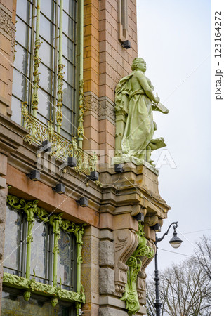 Sculpture on the historic building of the Eliseevsky store on Nevsky Prospekt Sculpture on the historic building of the Eliseevsky store on Nevsky Prospekt 123164272