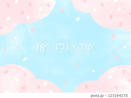 桜、花吹雪のイラスト背景素材　フレーム 123164278
