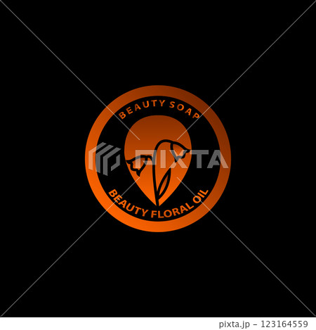 Illustration of modern lotus sign combined with essential oil drops 123164559