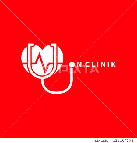 Love clinic logo design. Stethoscope and heart icon vector design. Health and medicine symbol. Love clinic logo design. Stethoscope and heart icon vector design. Health and medicine symbol. 123164572