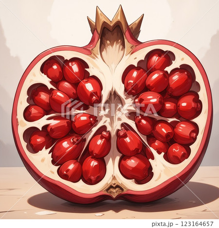 魅惑の果実：カットされたざくろ 123164657