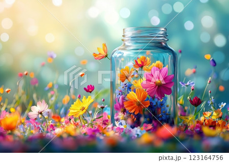 spring is coming inside a bottle exploding...のイラスト素材 [123164756] - PIXTA