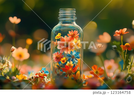 spring is coming inside a bottle exploding...のイラスト素材 [123164758] - PIXTA