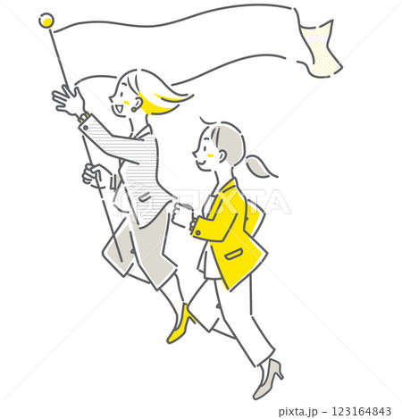 ビジネスを先導する女性たち　シンプルでお洒落な線画イラスト 123164843