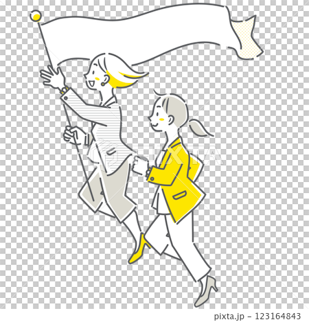 ビジネスを先導する女性たち　シンプルでお洒落な線画イラスト 123164843
