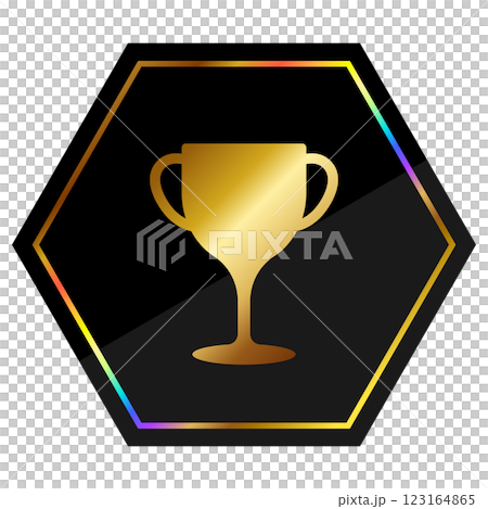 Luxurious trophy emblem in black and rainbow gold Luxurious trophy emblem in black and rainbow gold 123164865