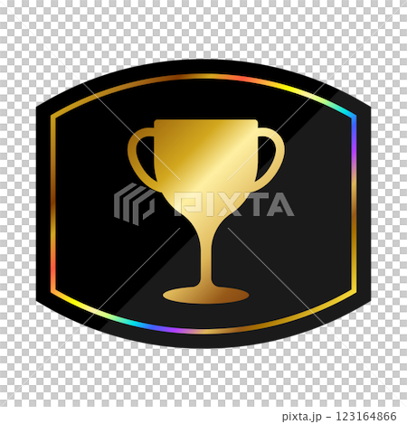 Luxurious trophy emblem in black and rainbow gold Luxurious trophy emblem in black and rainbow gold 123164866