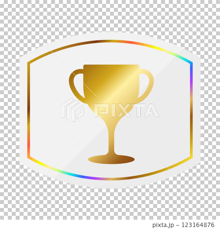 Luxurious trophy emblem in white and rainbow gold Luxurious trophy emblem in white and rainbow gold 123164876