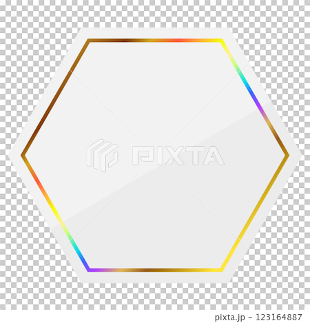 Luxurious frame in white and rainbow gold 123164887