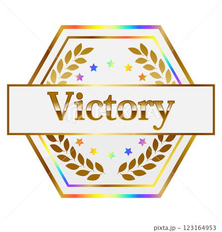 勝利のゲーミングエンブレム　ホワイト＆レインボーゴールド 123164953