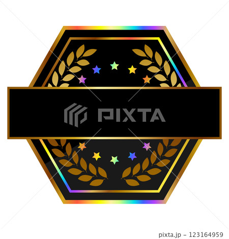 ゲーミングエンブレム　ブラック＆レインボーゴールド 123164959