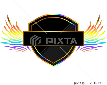 ゲーミングエンブレム　ブラック＆レインボーゴールド 123164965