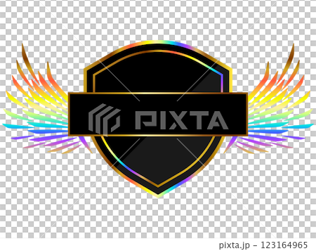 ゲーミングエンブレム　ブラック＆レインボーゴールド 123164965