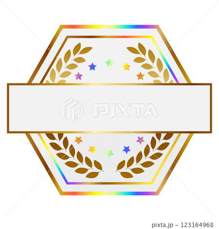 ゲーミングエンブレム　ホワイト＆レインボーゴールド 123164968