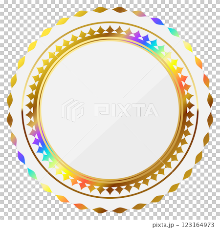 ゲーミングエンブレム　ホワイト＆レインボーゴールド 123164973