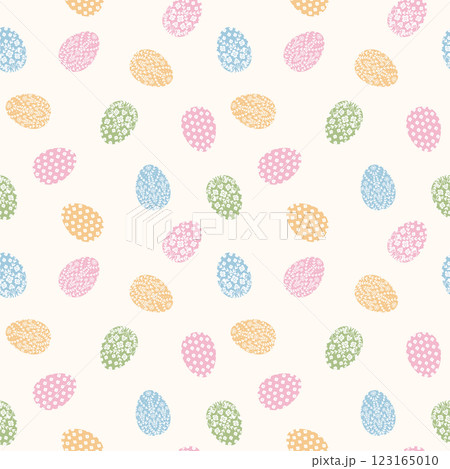 Easter eggs drawing clipart pattern. Happy Easter egg flat clip art collection in colorful and multicolored paint art for traditional hunting celebration. 123165010