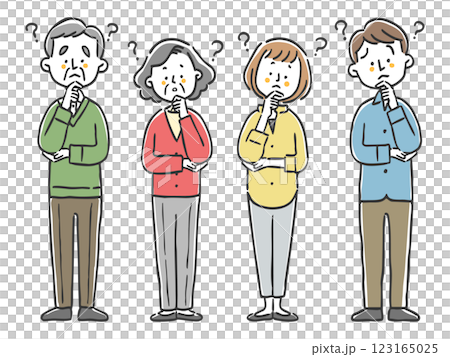 Two families with doubts, full body, vector 123165025
