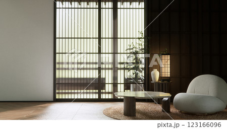 Scene living mock up sofa armchair minimalist design modern muji style. Scene living mock up sofa armchair minimalist design modern muji style. 123166096