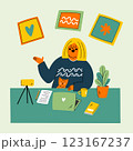 Remote Work with Cat and Laptop 123167237