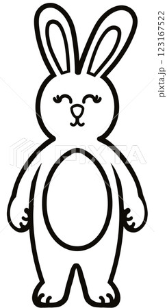 Outline Rabbits black line hand-drawn, Clothes for Career  set cute little hares     characters. Kawaii for kids to Dream career. 123167522