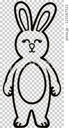 Outline Rabbits black line hand-drawn, Clothes for Career  set cute little hares     characters. Kawaii for kids to Dream career. 123167522