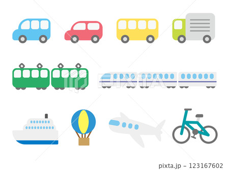 シンプルな乗り物のベクターアイコンイラストセット 123167602
